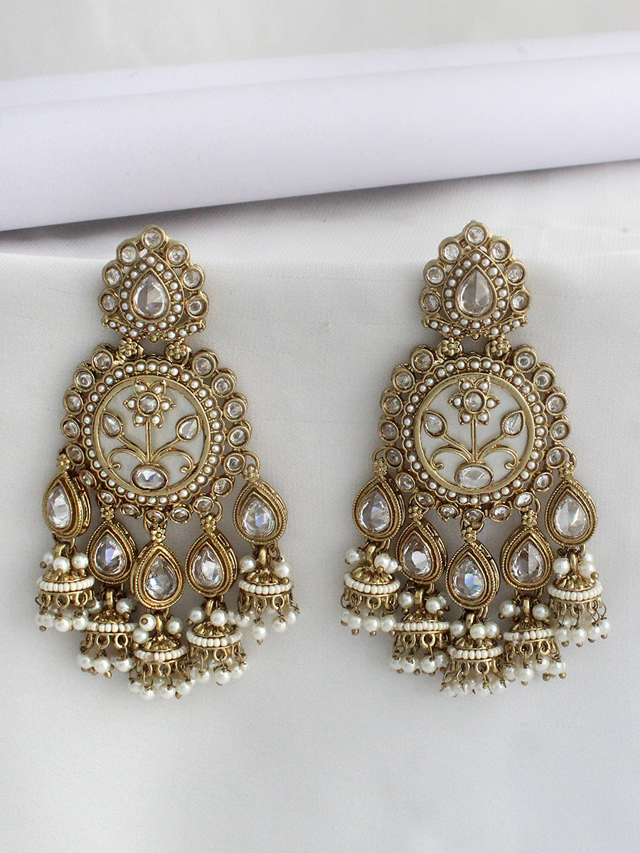 Shriya Dangle Earrings-White