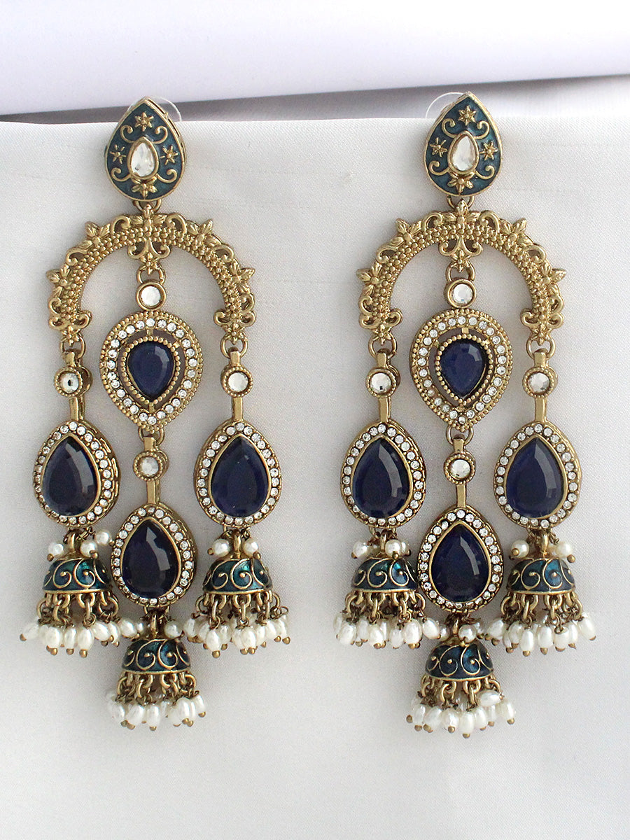 Vihana Long Earrings-Blue