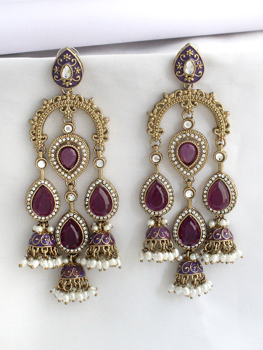 Vihana Long Earrings-Purple