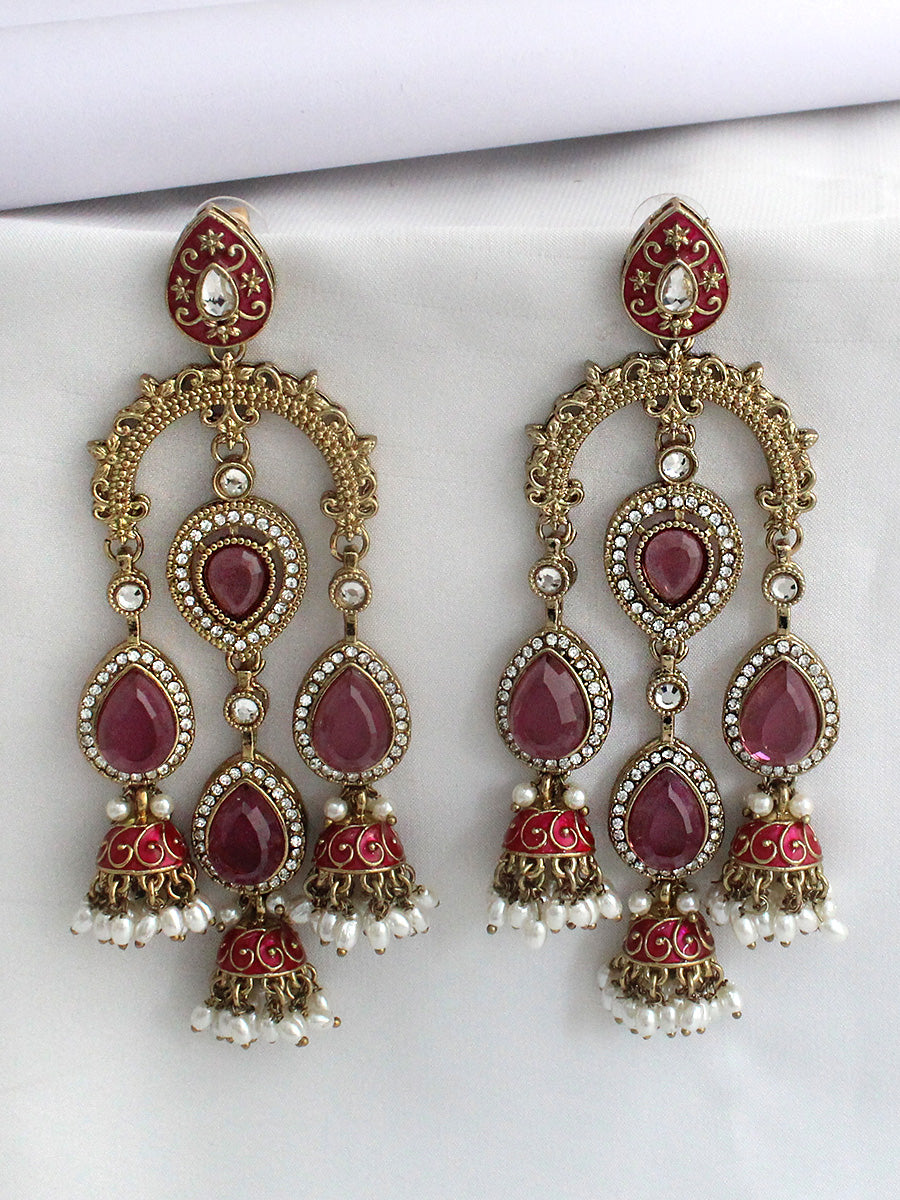 Vihana Long Earrings-Hot Pink