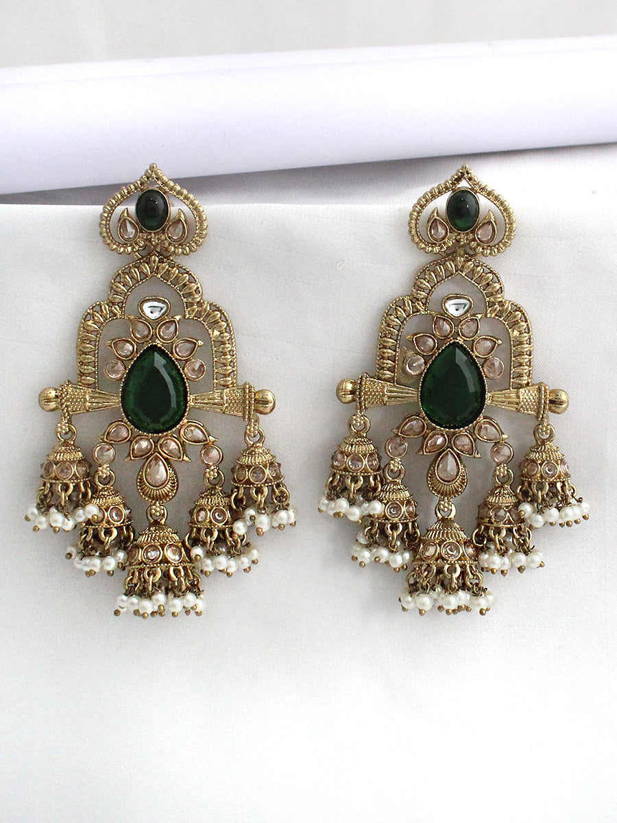 Kaisha Long Earrings-Green