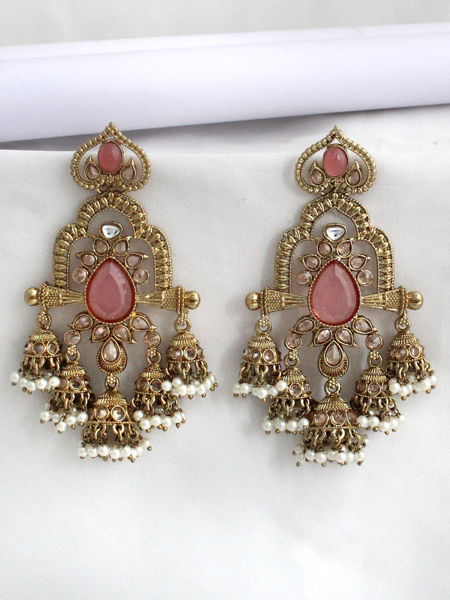 Kaisha Long Earrings-Pink