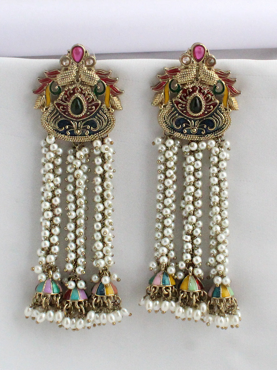 Nimisha Long Earrings-Multicolor