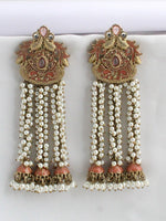 Nimisha Long Earrings-Peach