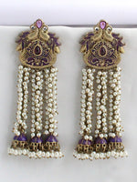 Nimisha Long Earrings-Purple