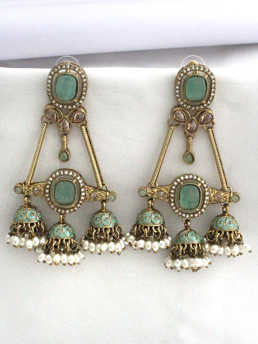 Mishka Long Earrings-Mint Green