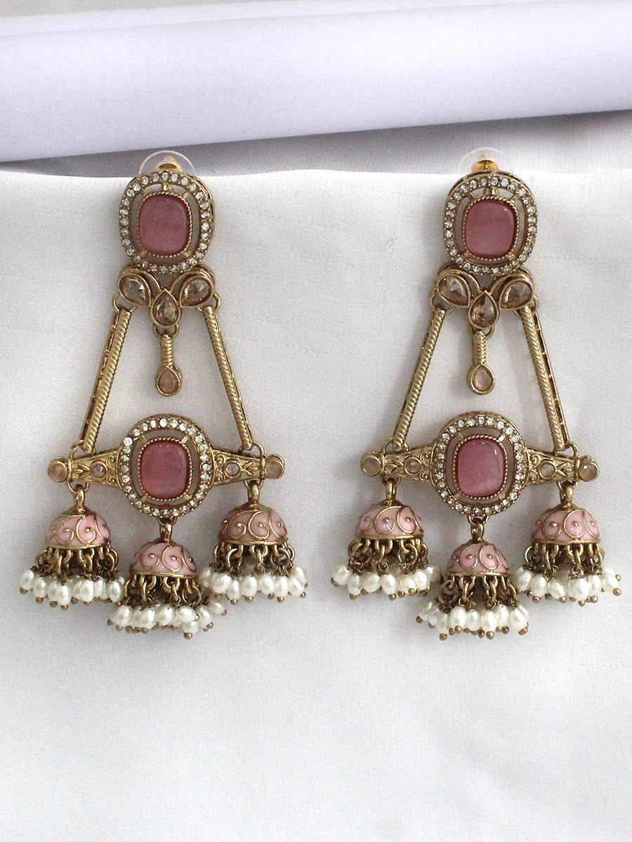 Mishka Long Earrings-Pastel Pink