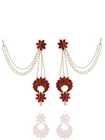 Aayat Earrings With Ear Chain-Coral