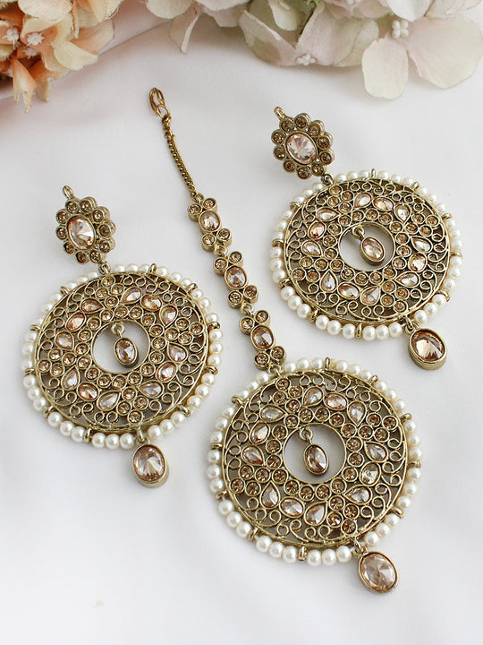 Sumaya Earrings & Tikka-Gold
