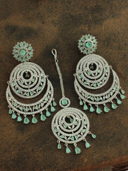 Prachi Earrings & Tikka - Mint Green