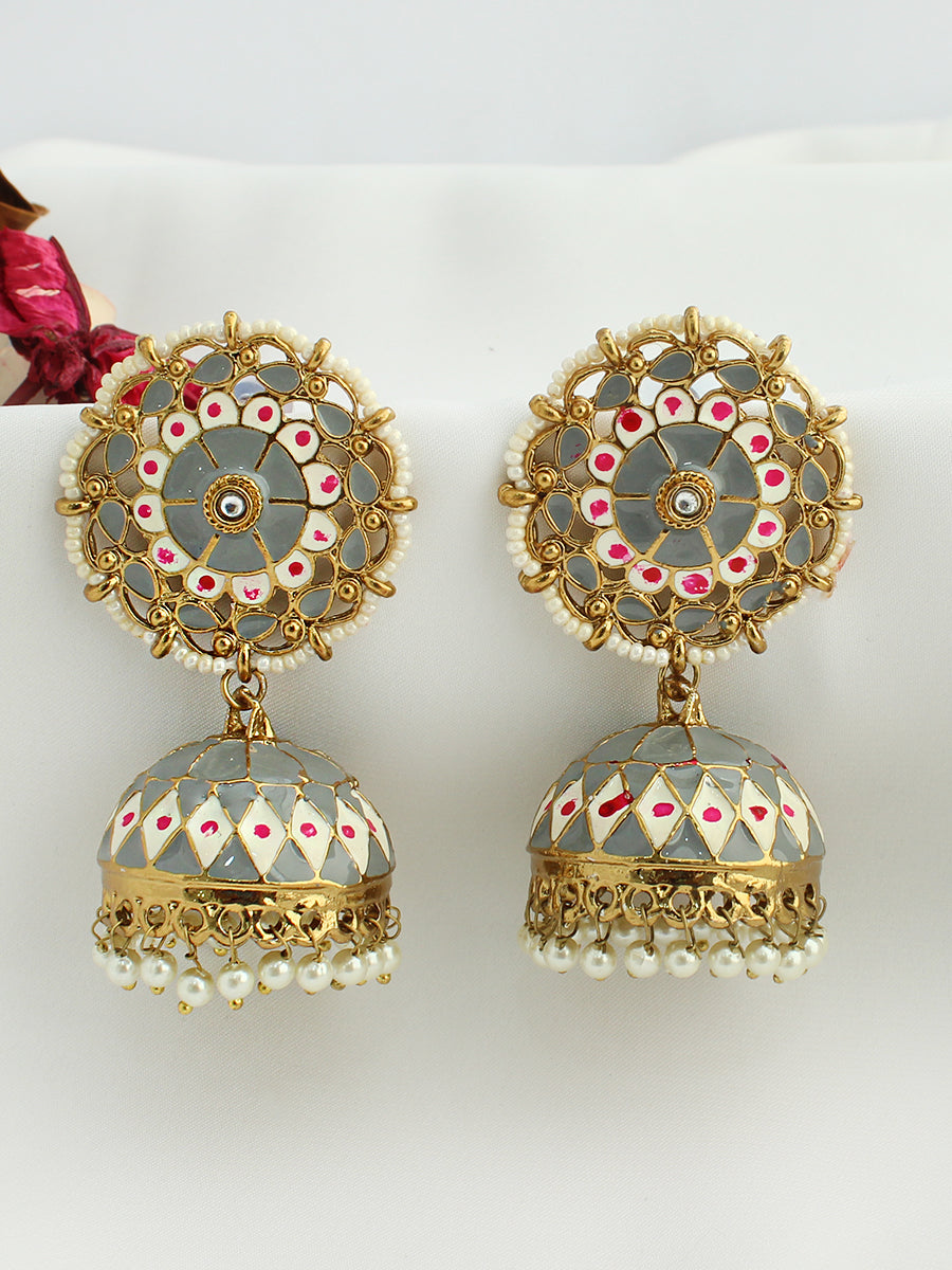 Sumbul Jhumki Earrings-Grey