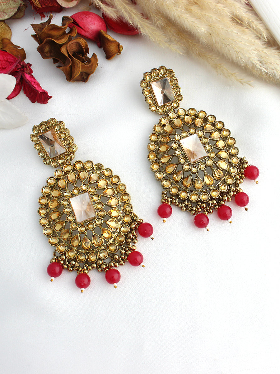 Aashi Earrings-Maroon