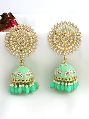Anjum Jhumki Earrings-Mint Green