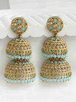 Minal Jhumki Earrings - Sage Green