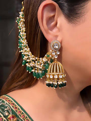 Patiala Jhumka Earrings-Green