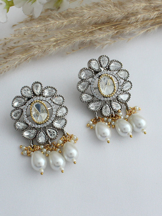 Navisha Stud Earrings-Metallic