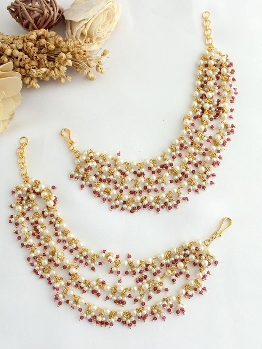 Manika Ear Chain-Maroon