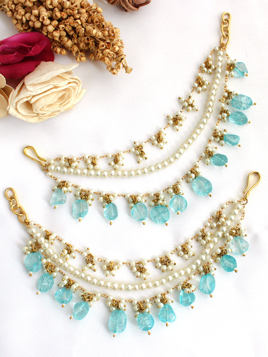Yamini Ear Chain / Kaanchain-Turquoise