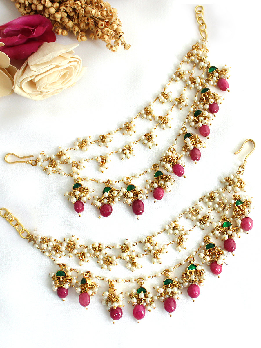 Keshini Ear Chain / Kaanchain-Pink / Green