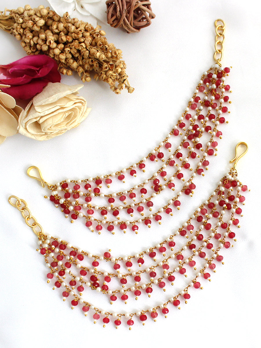 Pallavi Ear Chain / Kaanchain -Pink
