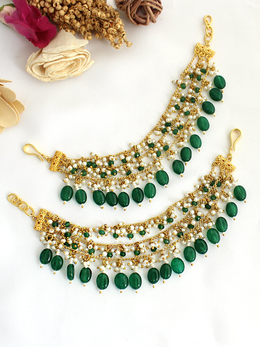 Sunidhi Ear Chain / Kaanchain-Green