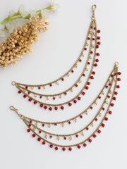 Lavanya Ear Chain-Maroon