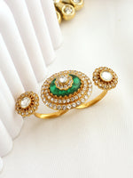 Saanjh Dual Finger Ring-Green