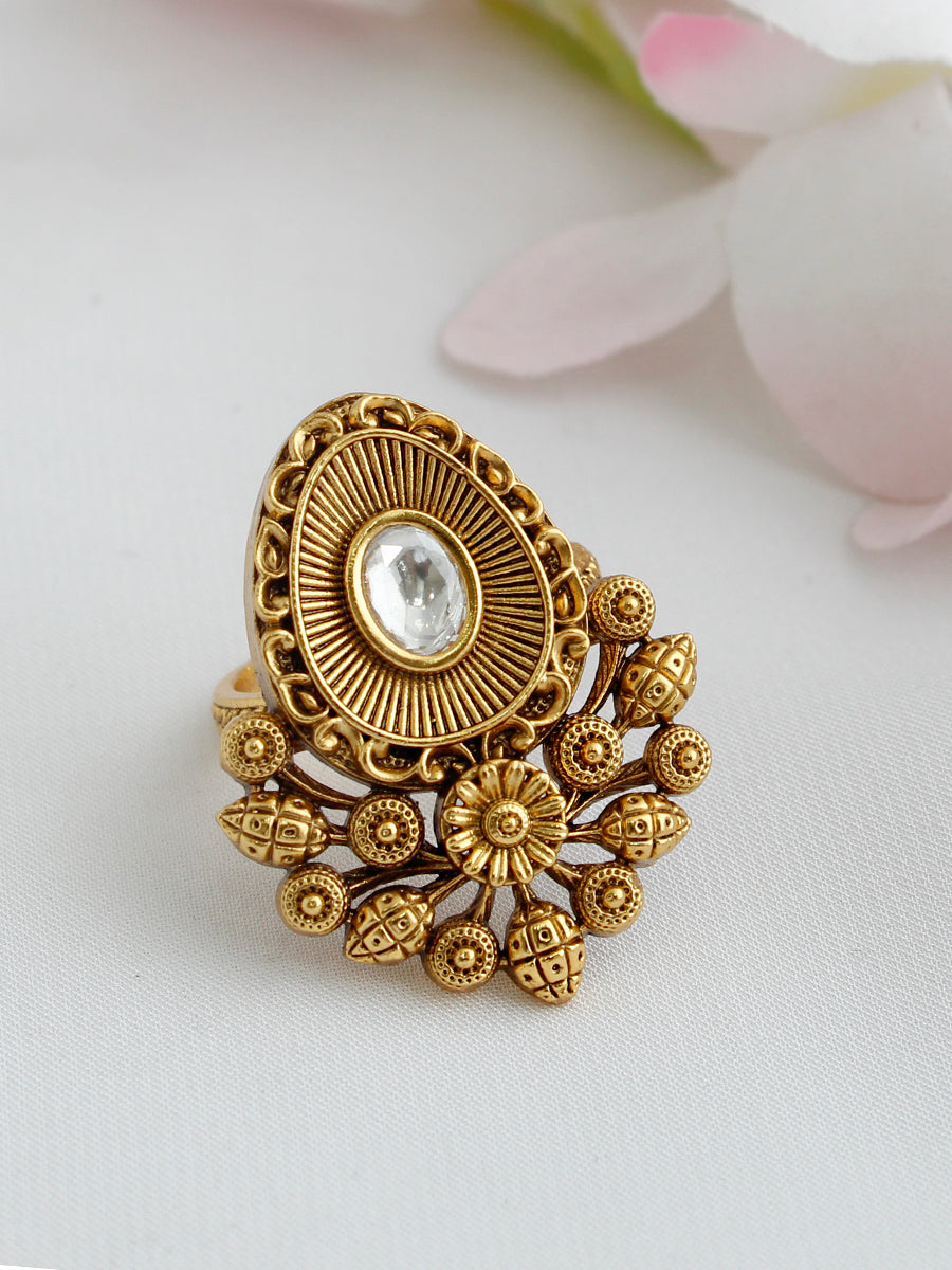 Bhagyashree Ring Temple Jewelry Rings with International Delivery-Gold