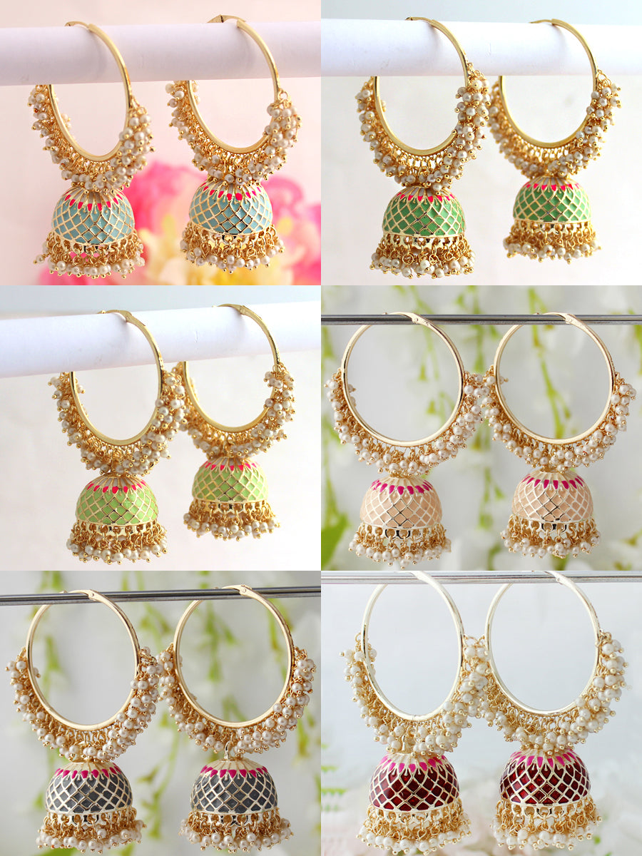 Wholesale Lot of 6 Pairs Jhumki Hoop Earrings