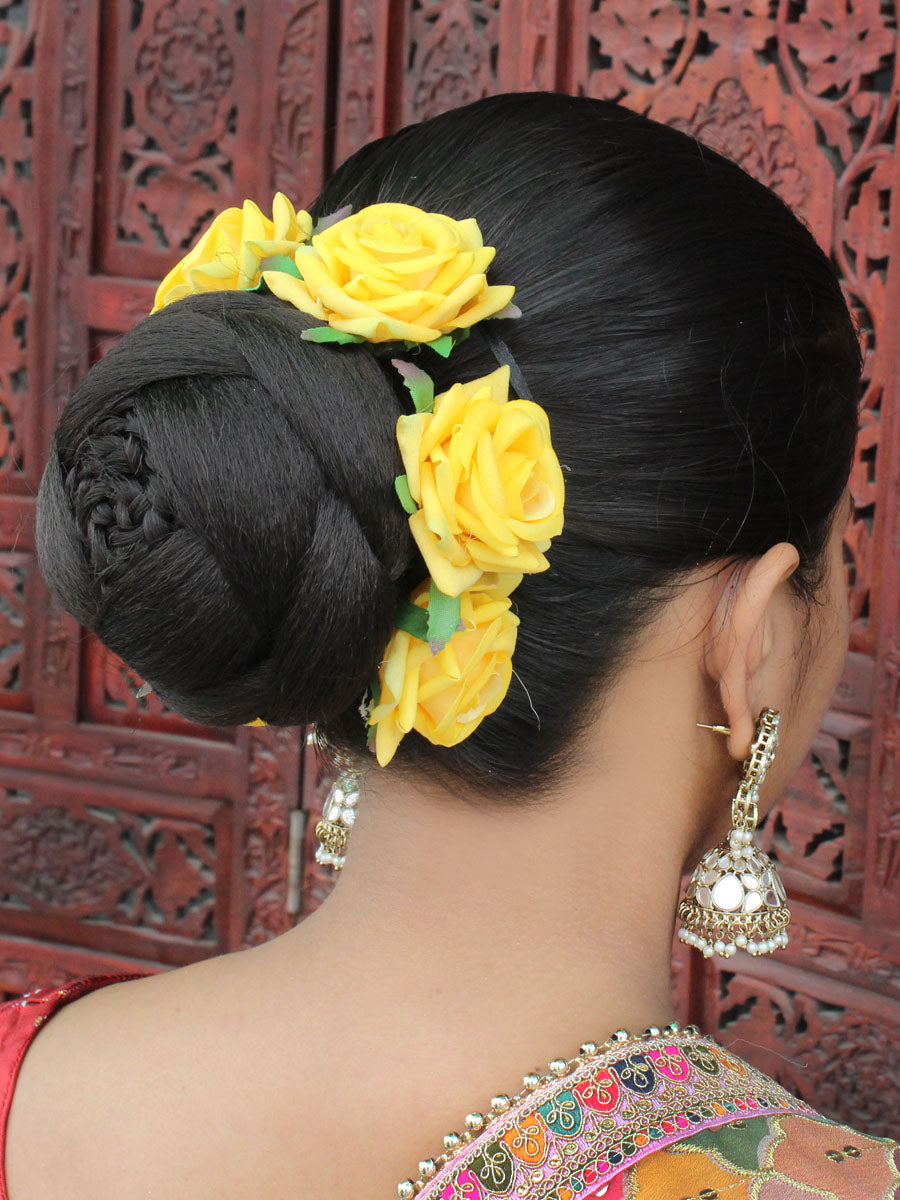 Artificial Hair Gajra Jasmine Mogra Flower Juda Gazra for Women Realistic  Hair Bun Accessory for Girls | White Medium