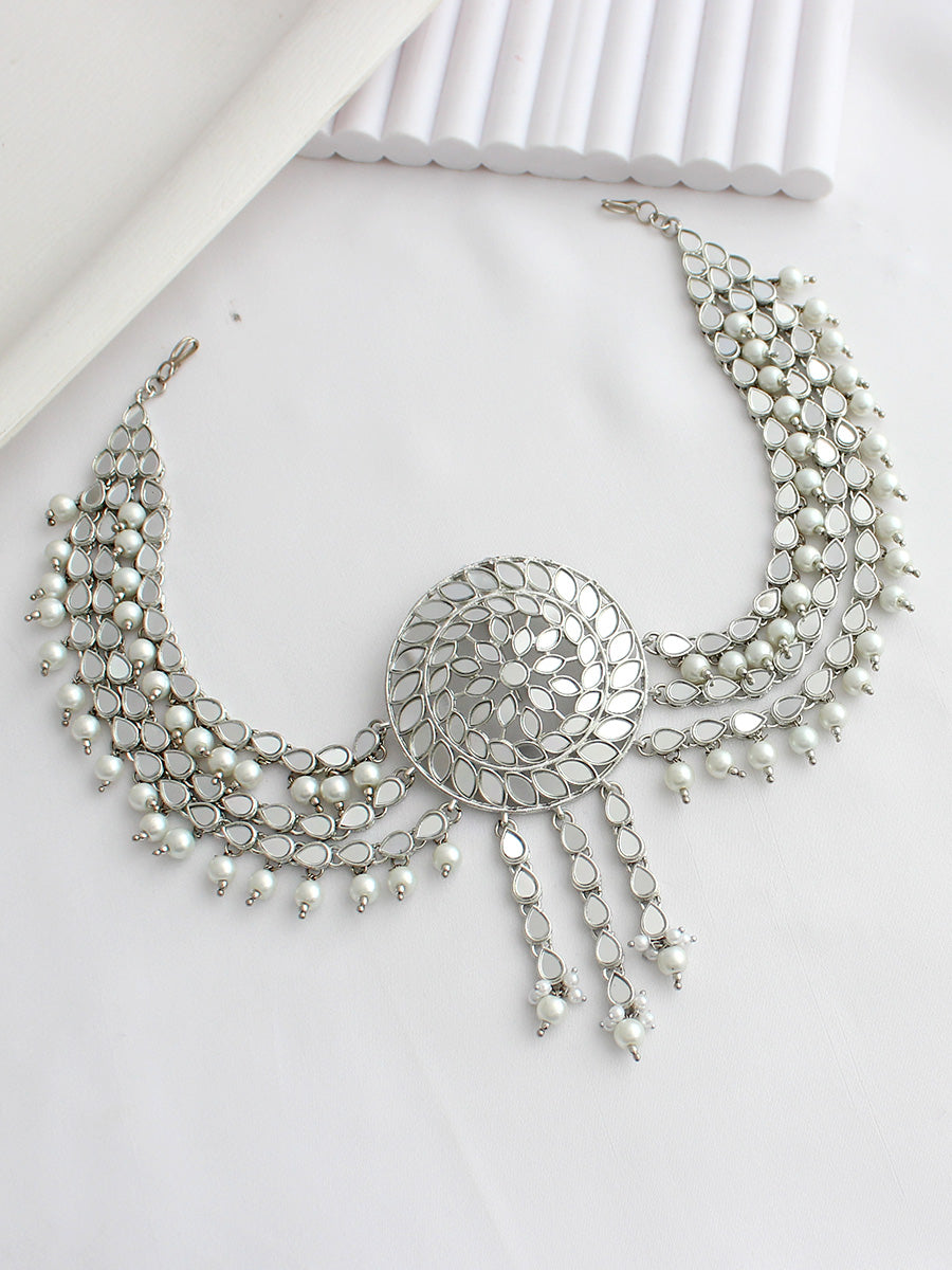 Rasika Mirror Hair Bun Pin-Silver