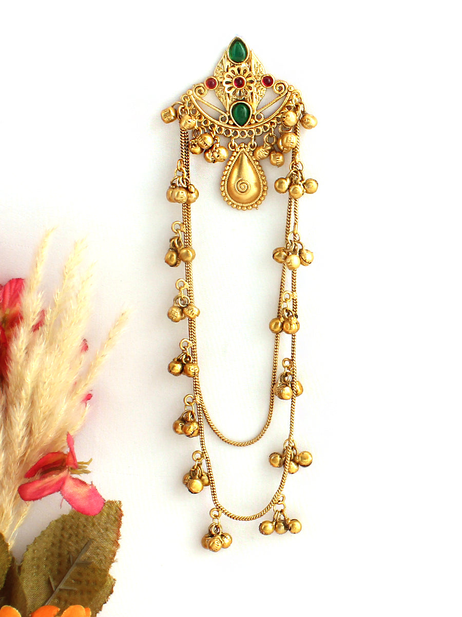 Kumud Hair Bun Pin-Maroon /  Green