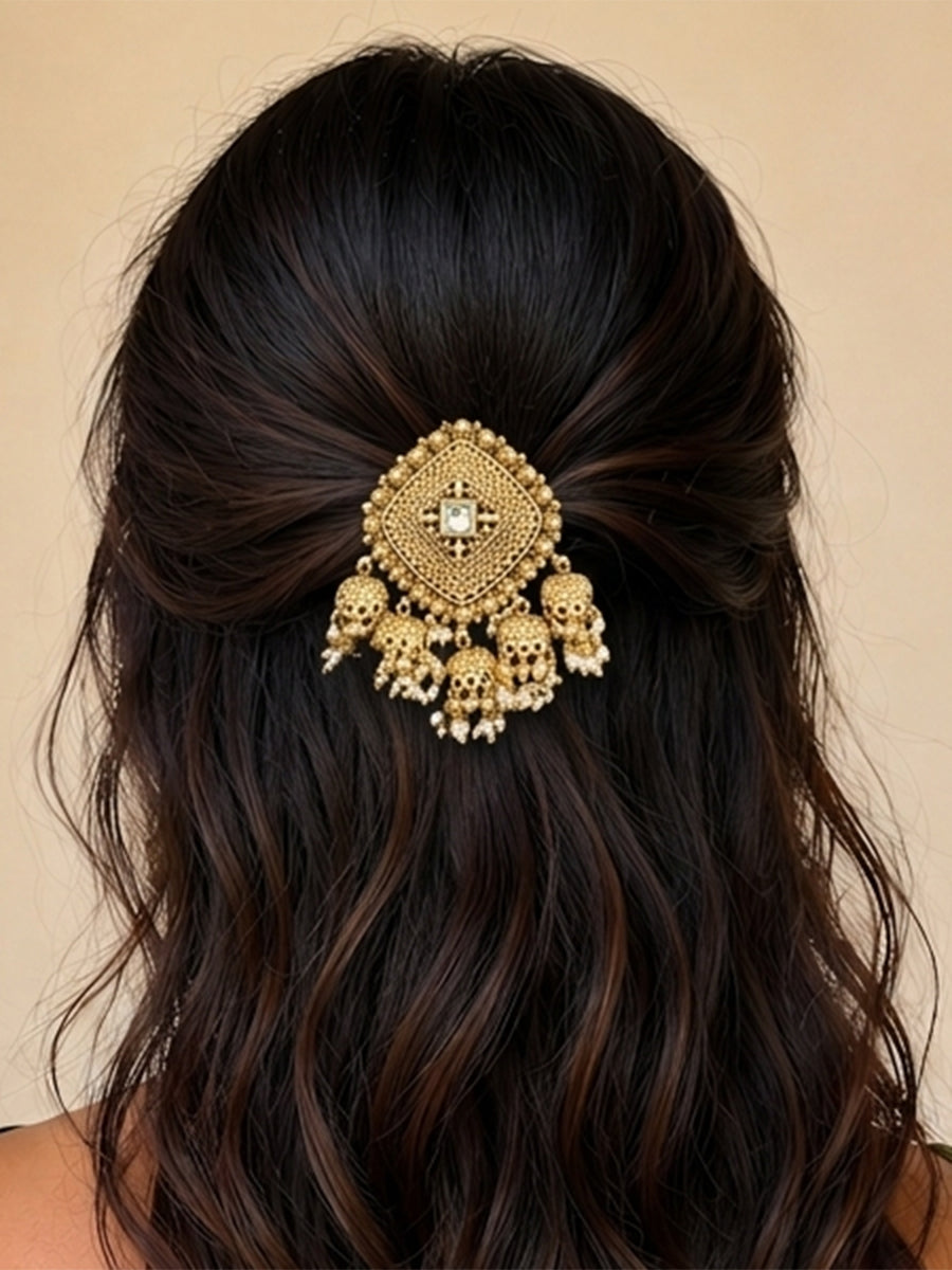Rivya Hair Bun Pin Traditional Indian Bun Pin for Bridal Styling-Gold