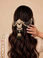 Avika Hair Bun Pin Festive Hair Accessories for South Asian Brides-Maroon / Green