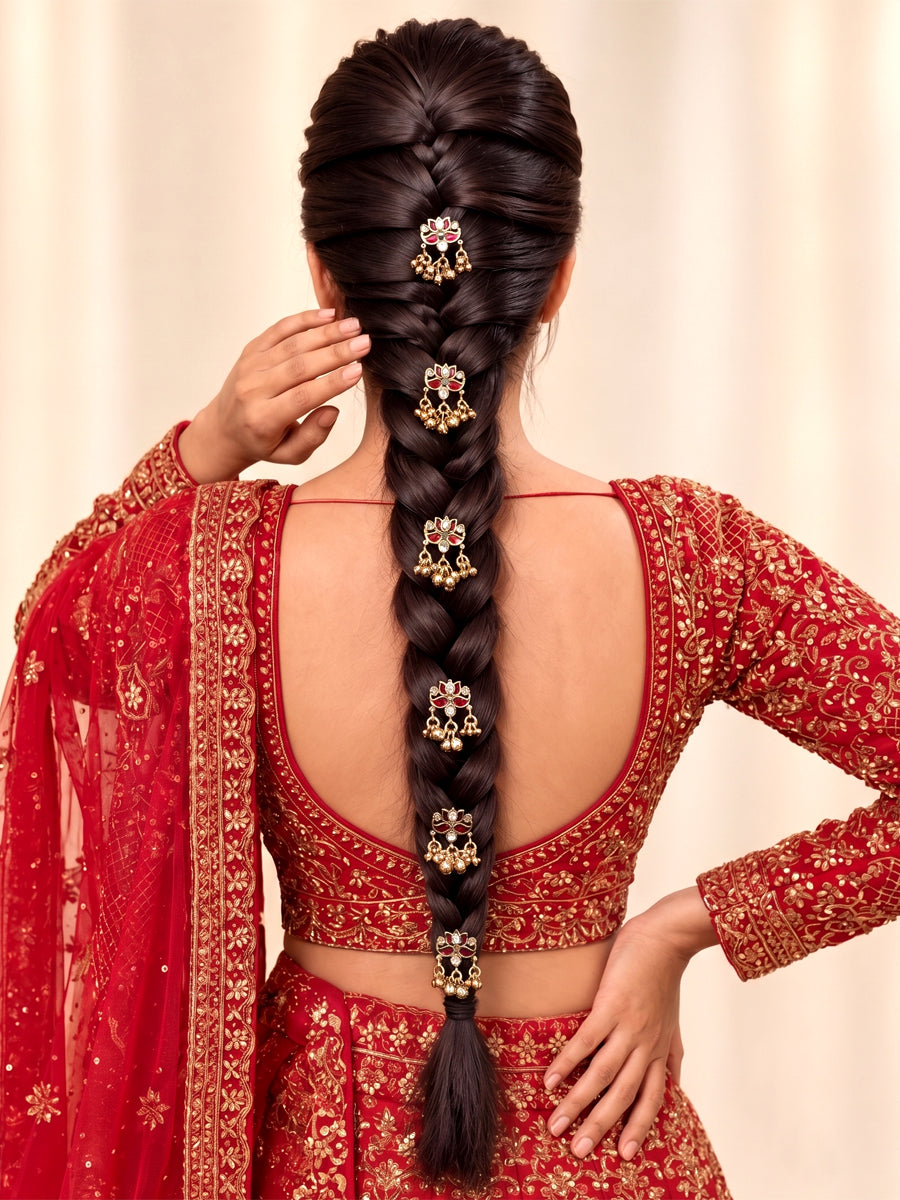 Shubhi Bun & Braid Hair Accessory-Maroon