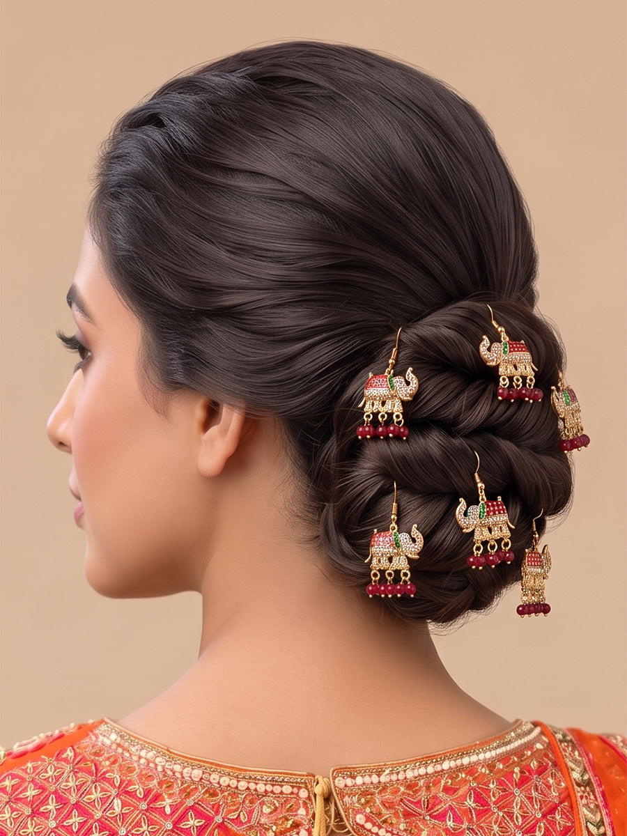Jivika Bun & Braid Hair Accessory-Maroon