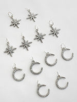 Twilight Moon & Star Hair Pin Charms-Silver