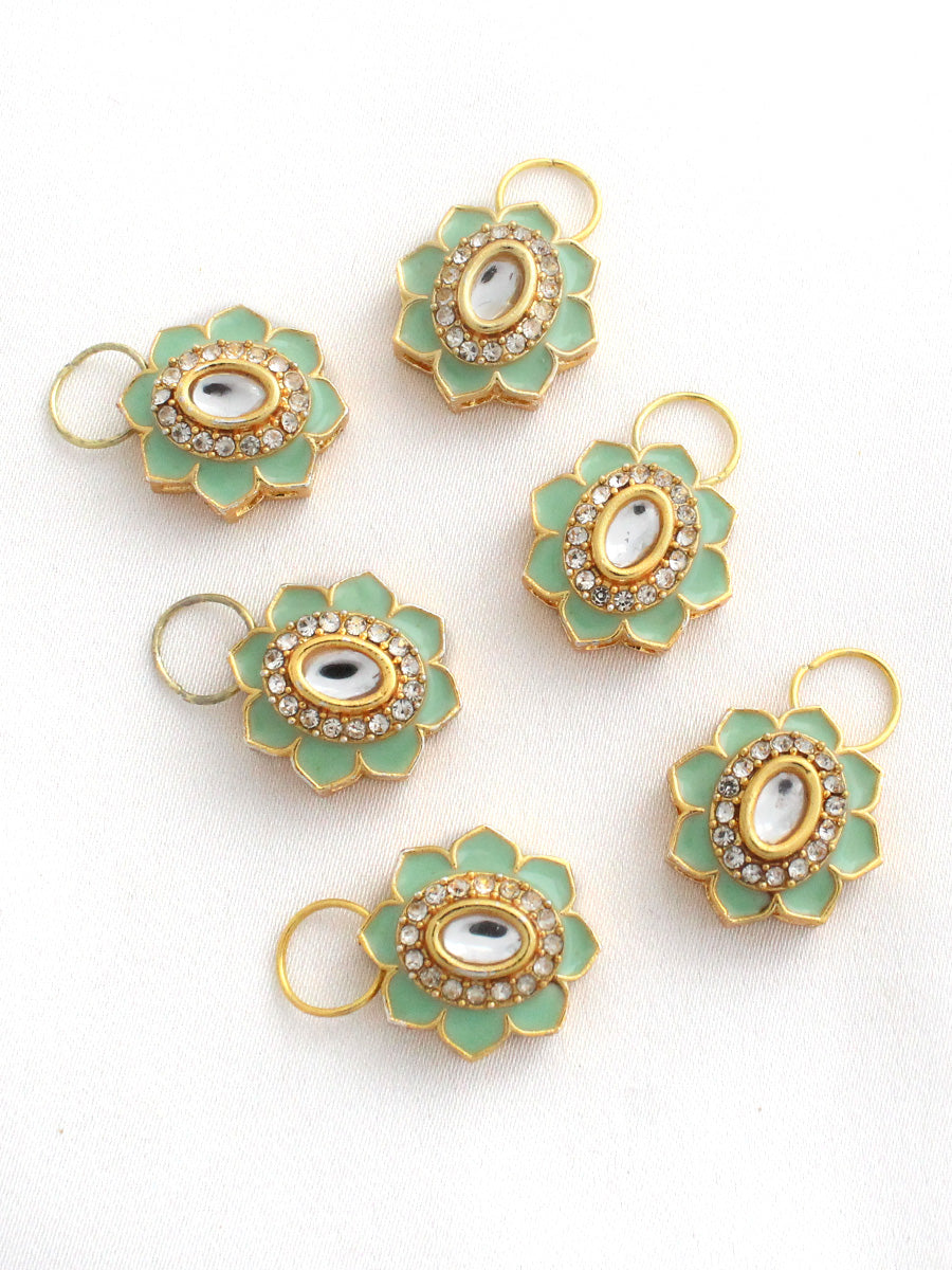 Floral Hair Charms-Mint Green