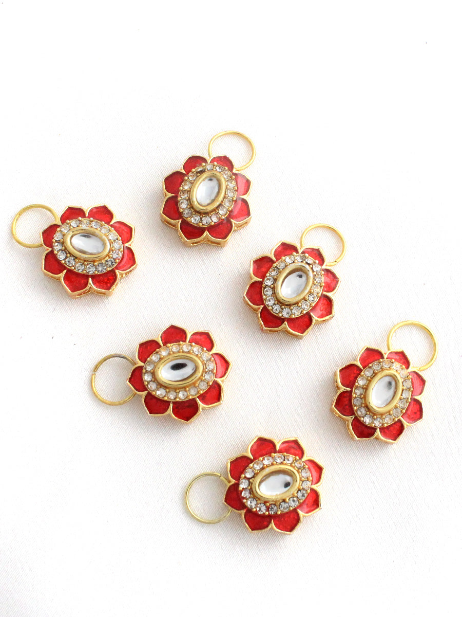 Floral Hair Charms-Maroon