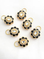 Floral Hair Charms-Black