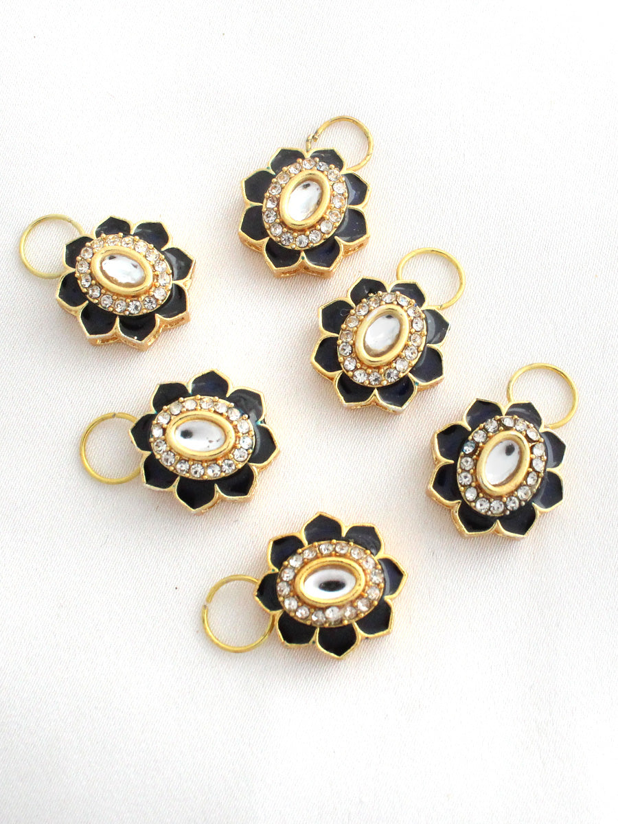 Floral Hair Charms-Black