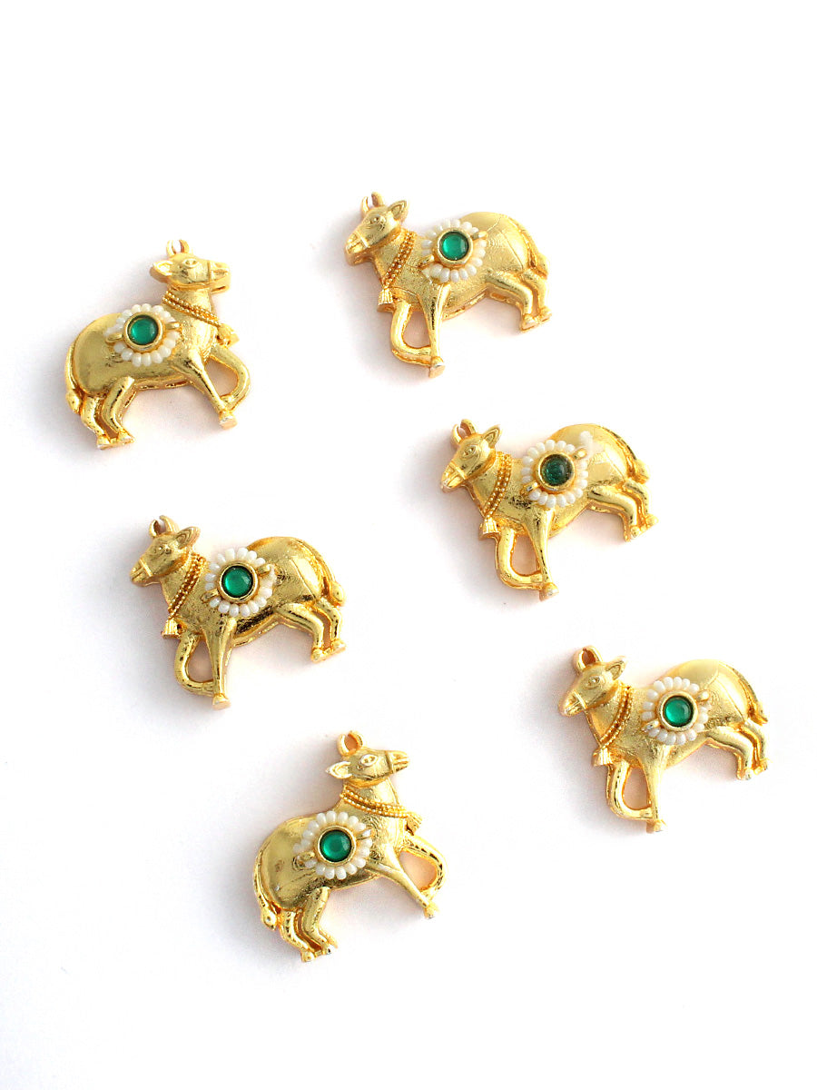 Nandi Cow Hair Charm Pins-Green
