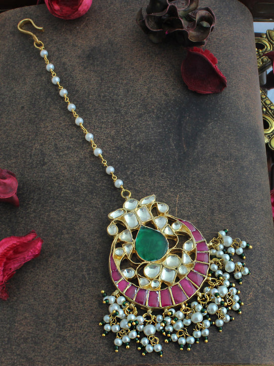 Multan Maang Tikka-Pink/Green