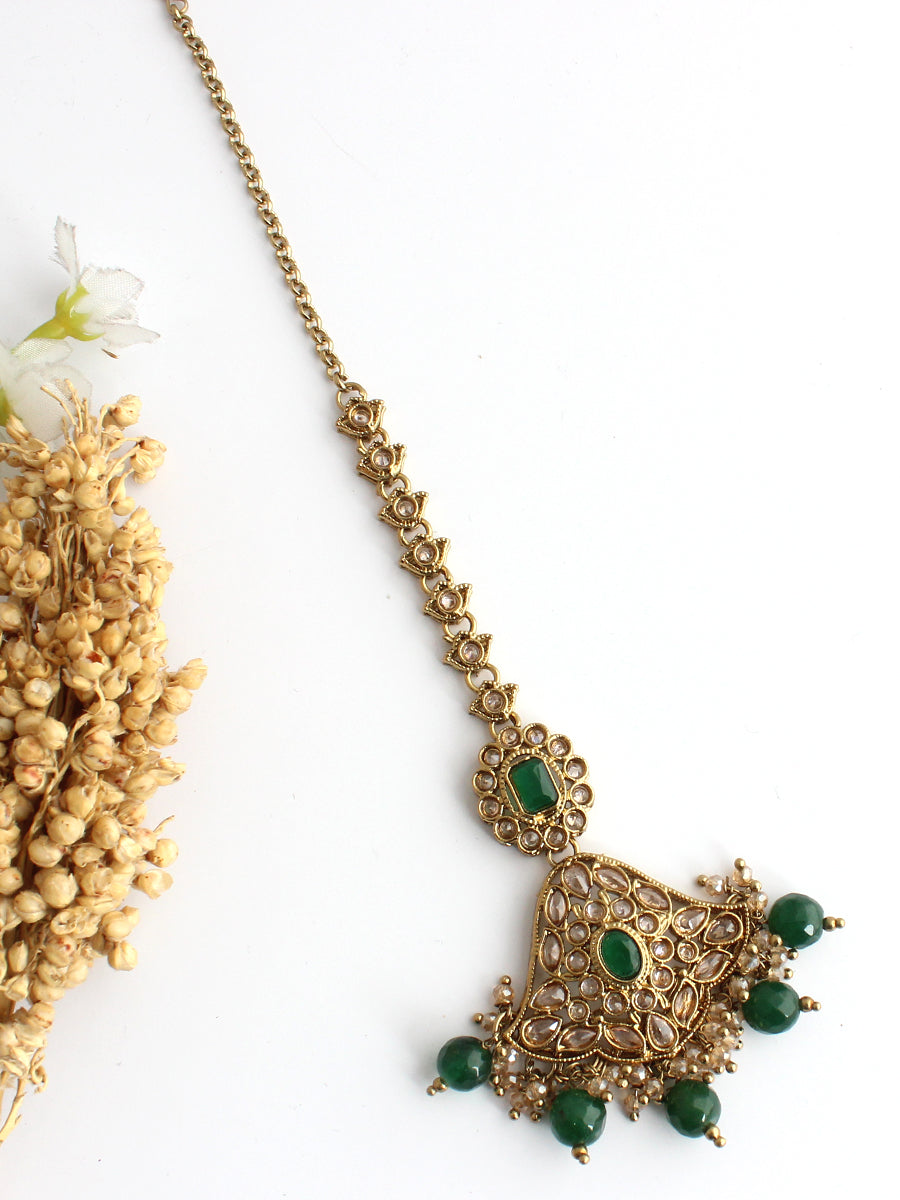 Vianshi Maang Tikka-Green