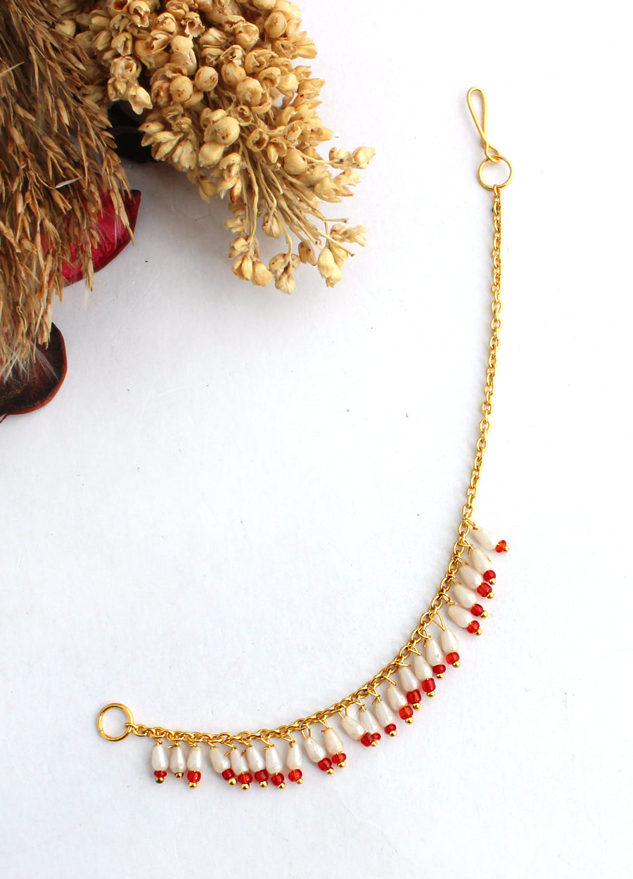 Vibha Nose Ring Chain-red