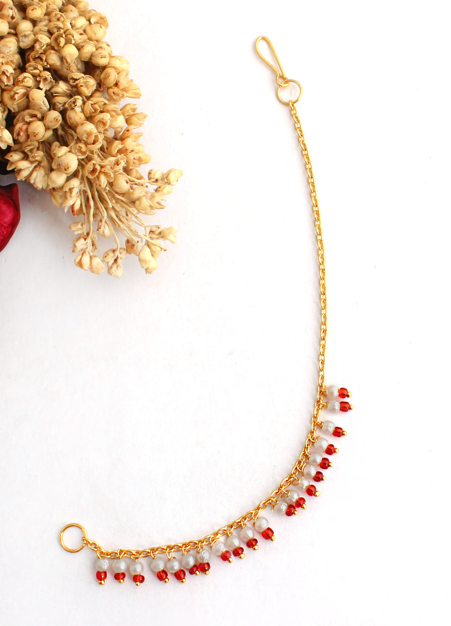 Suhani Nose Ring Chain-Red