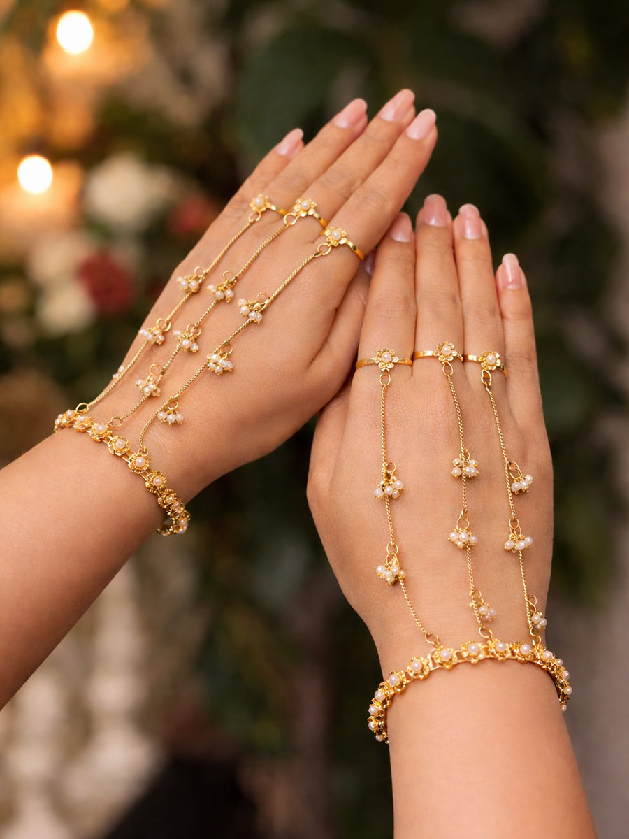 Pragya Hand Harness Bracelet- Gold