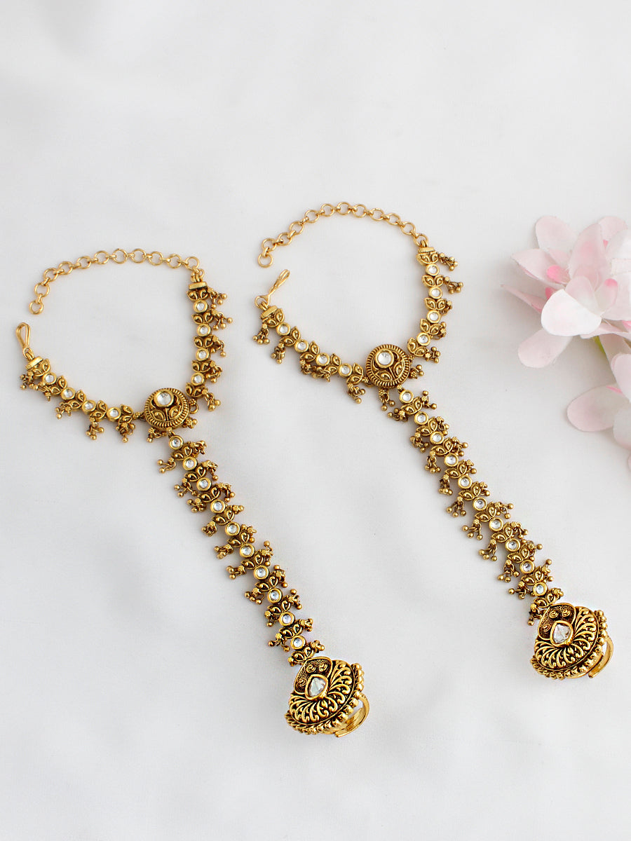 Sanchita Hand Harness / Hathphool Indian Fashion Hathphool for Elegant Ethnic Looks-Gold