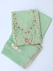 Suhana Embroidered Chanderi Suit-Mint Green