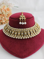 Jigyasa Bib Necklace & Tikka-Pearl